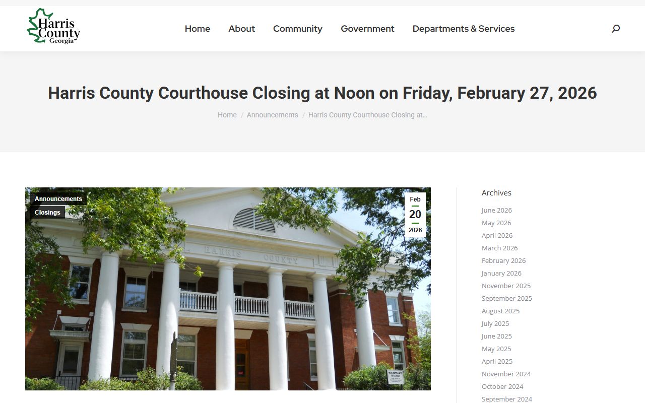 Harris County Clerk of Superior Court courthouse records notice