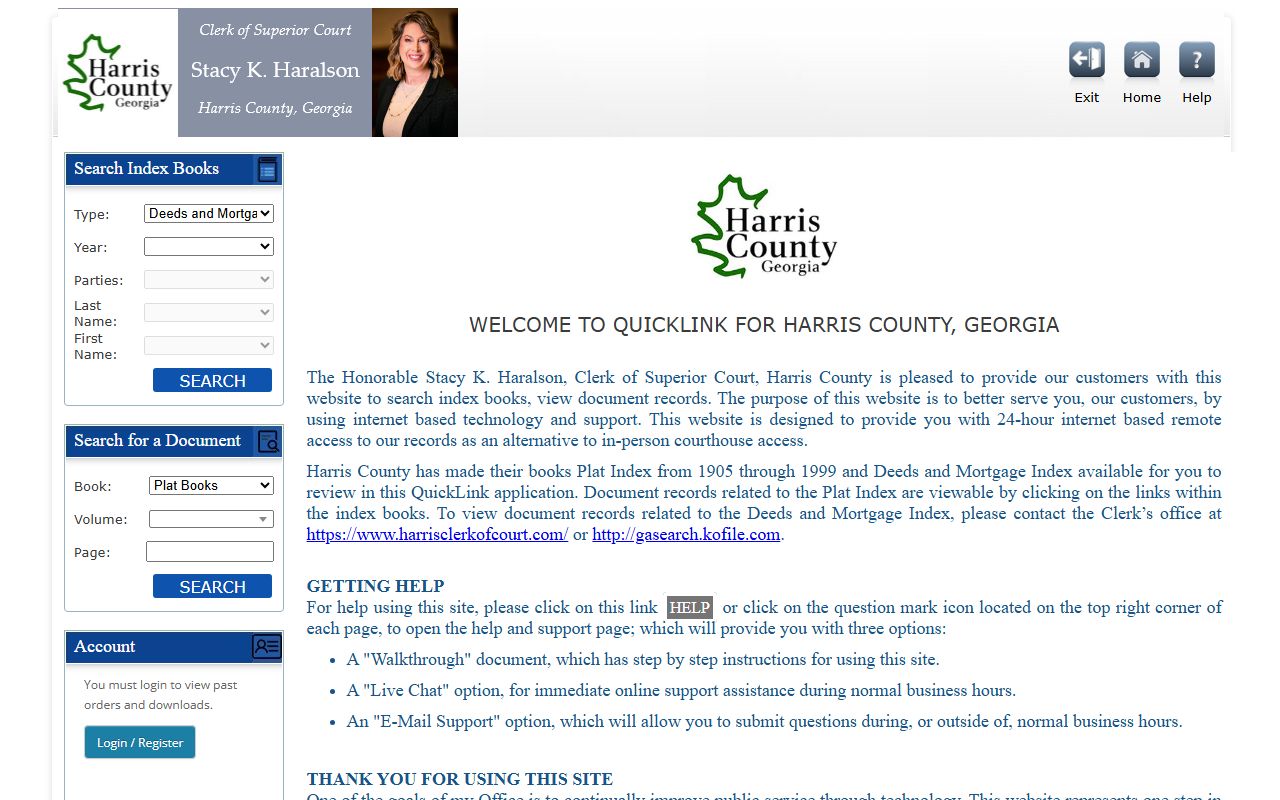 Harris County court records Kofile QuickLink index book search