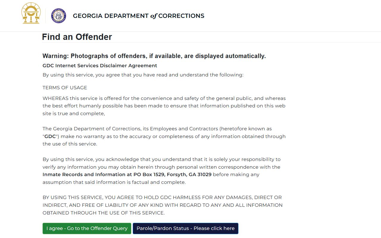Harris County inmate records Georgia Department of Corrections offender query