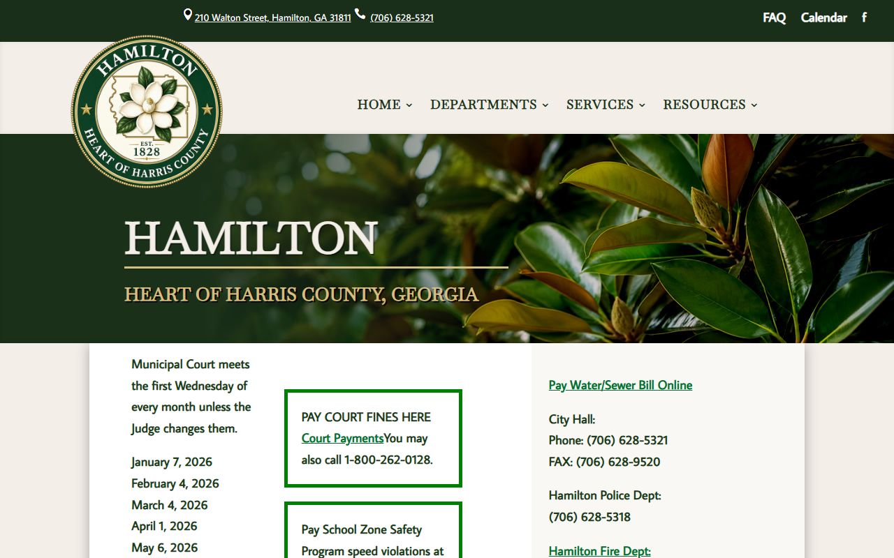 Harris County traffic court records Hamilton Municipal Court page