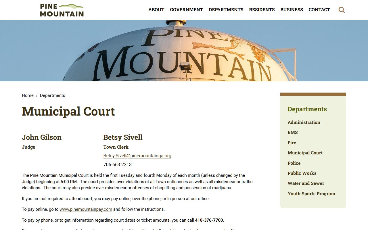 Harris County traffic court records Pine Mountain Municipal Court