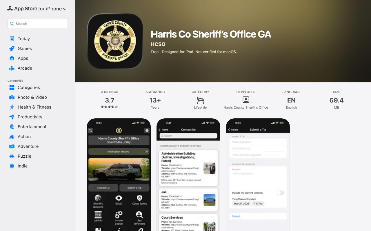 Harris County warrant records sheriff iOS app access